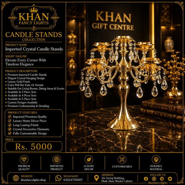 Crystal Candles Stand | 5 piece
