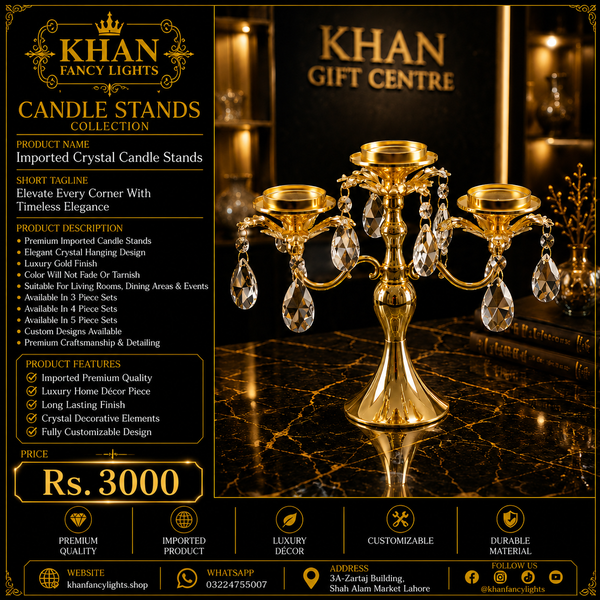 Crystal Candle Stand | 3 Piece