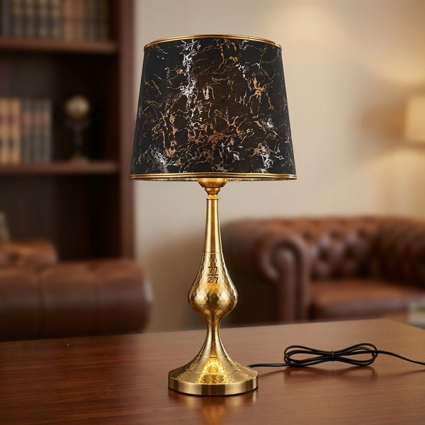 Onyx Marble & Brass Faceted Table Lamp