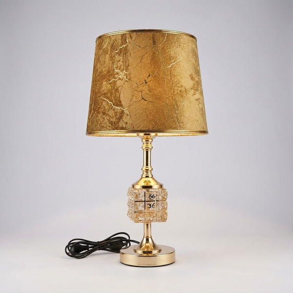 Golden Crackle Crystal Grid Table Lamp