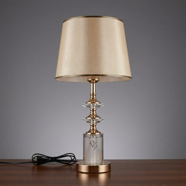 Champagne Silk Tiered Crystal Table Lamp