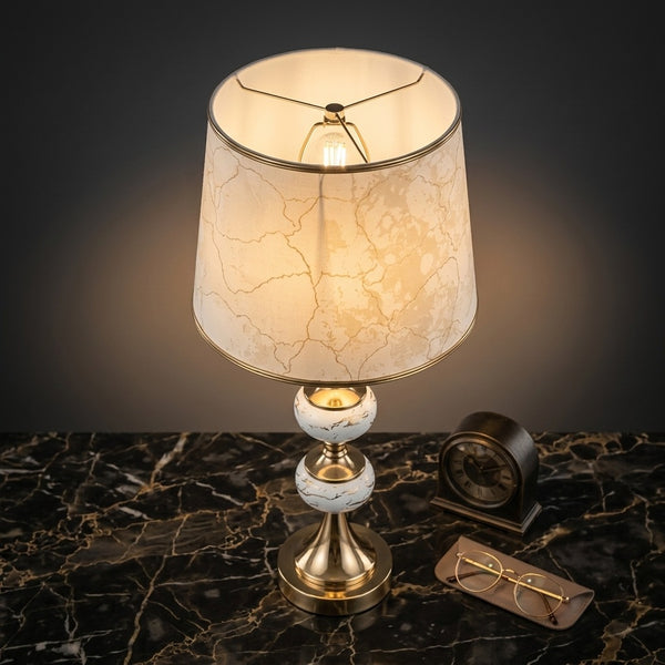vory Marble Double Orb Brass Limited Edition Table Lamp