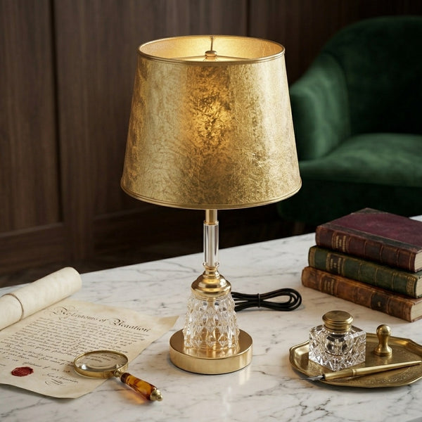 Golden Crackle Crystal Prism Table Lamp