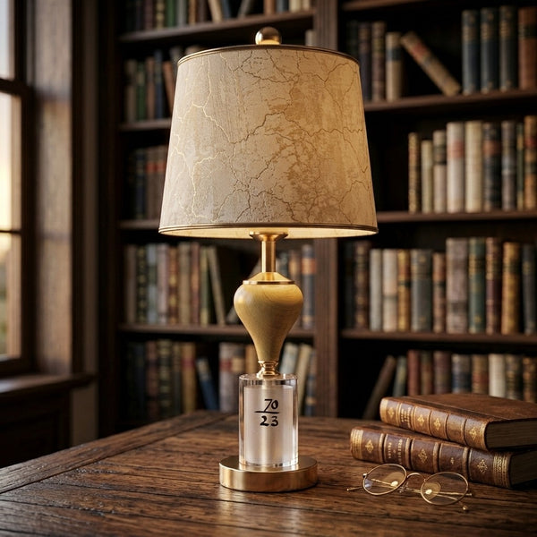 Ivory Crackle & Wood Accent Table Lamp