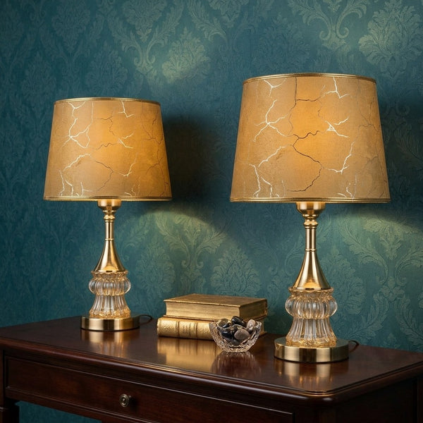 Golden Crackle Crystal Baluster Table Lamp